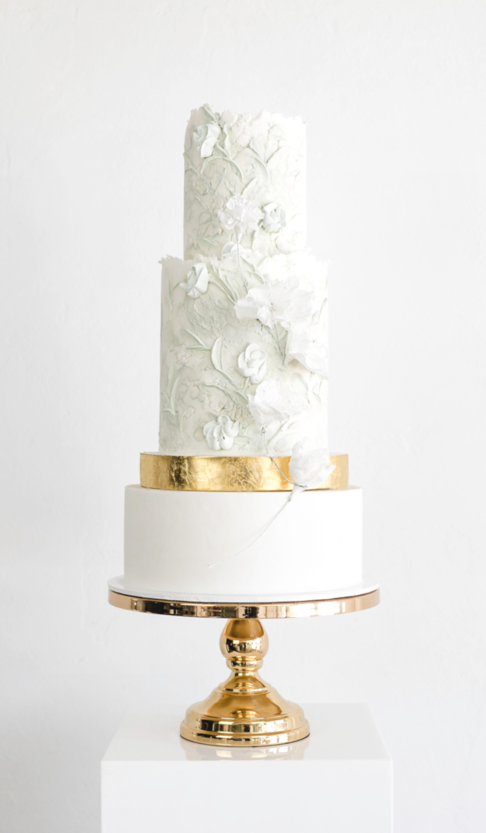 gold textured buttercream wedding cake